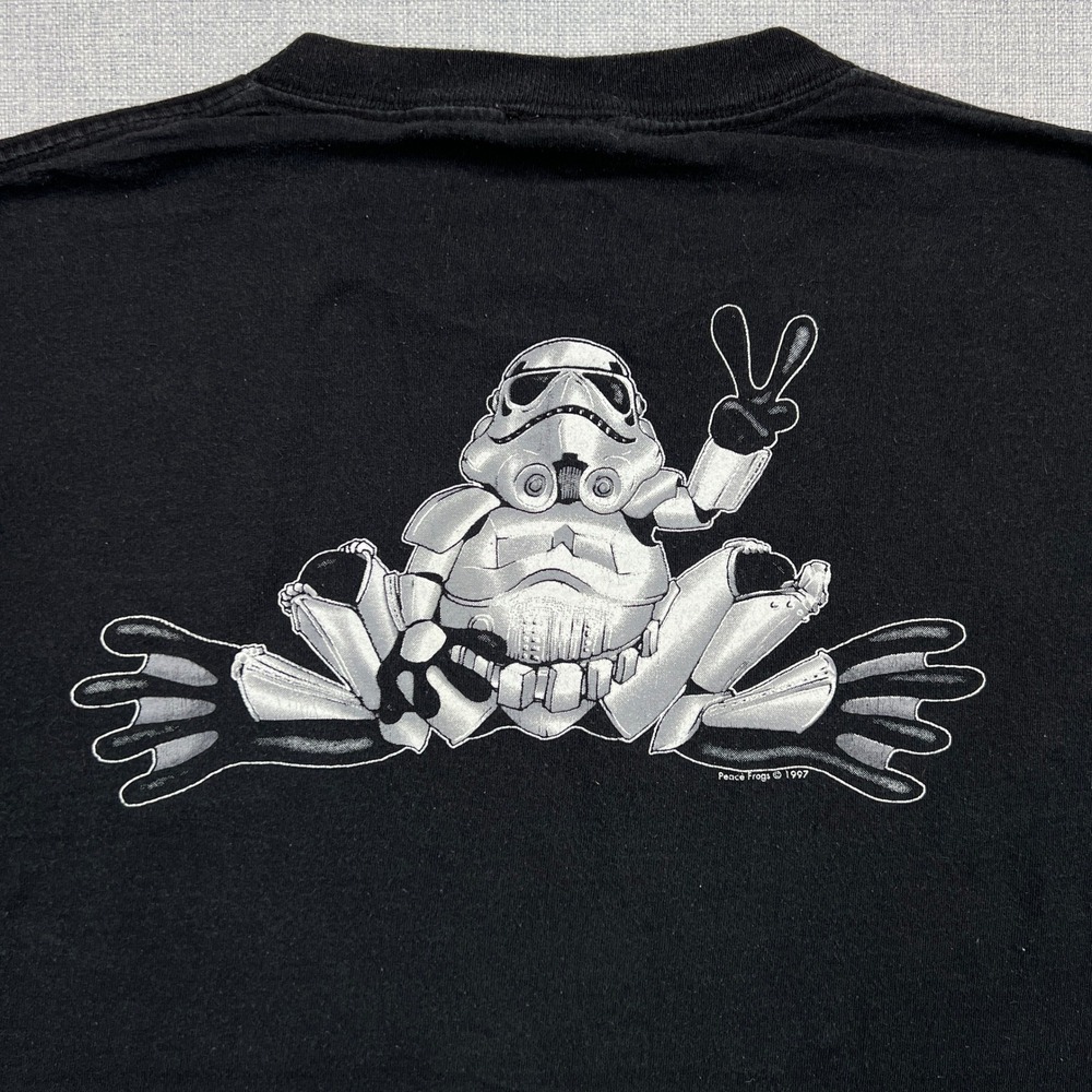 Vintage 90s Peace‎ Frogs Star Wars Stormtrooper Graphic T-Shirt Mens Medium USA